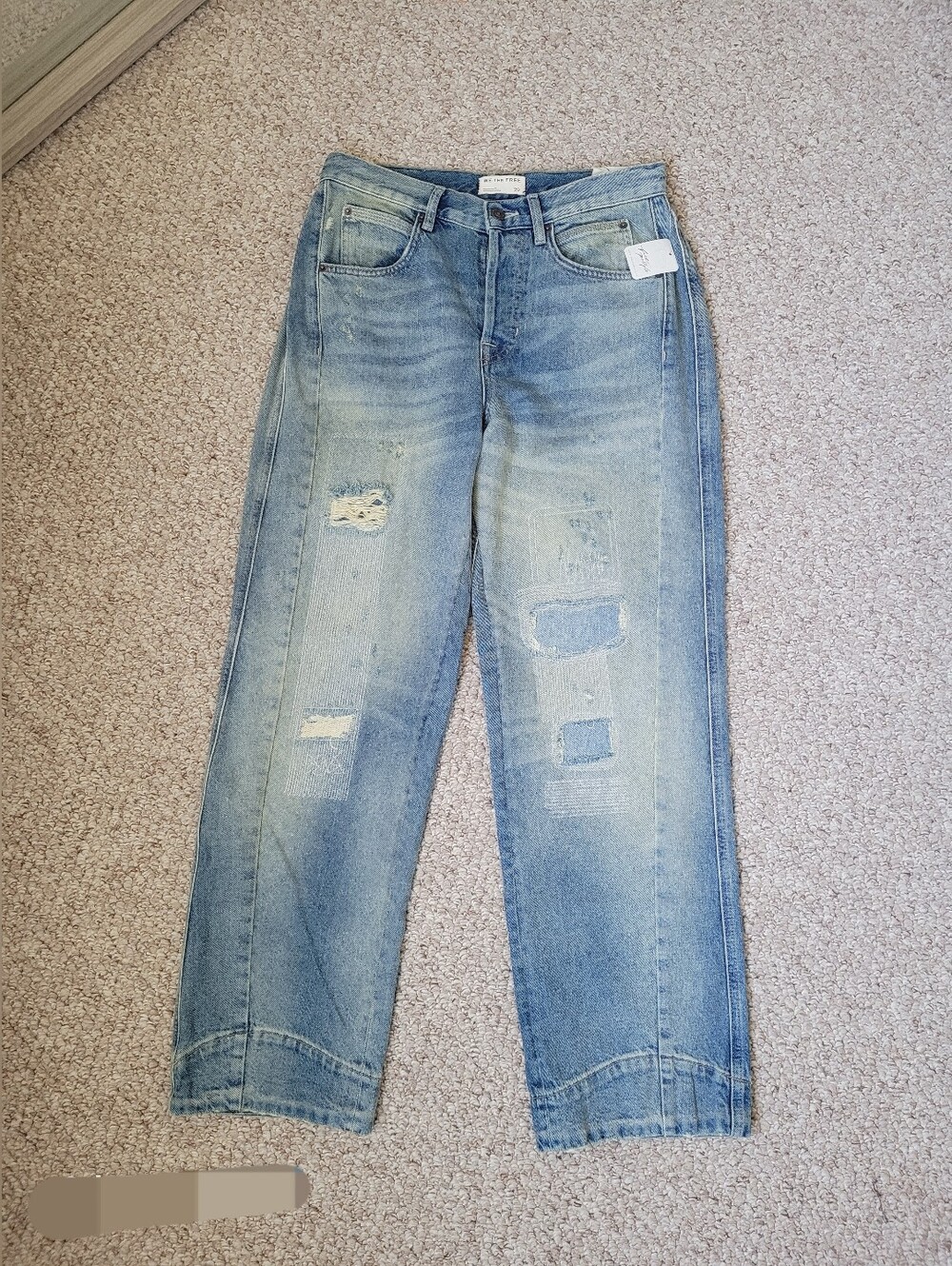 Free People We The Free Distressed Patchwork Boyfriend Jeans